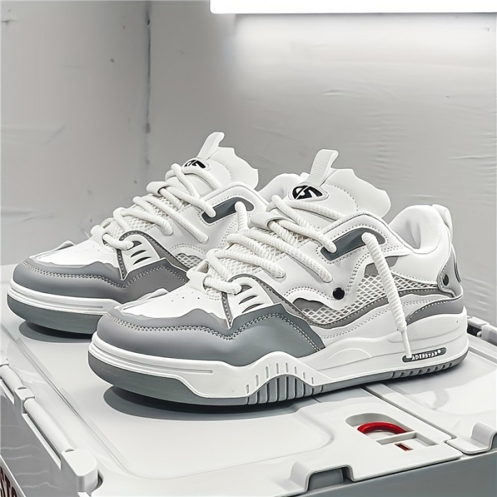 Men's Lace-up Sneakers, Chunky Skate Shoes With Good Grip, Breathable