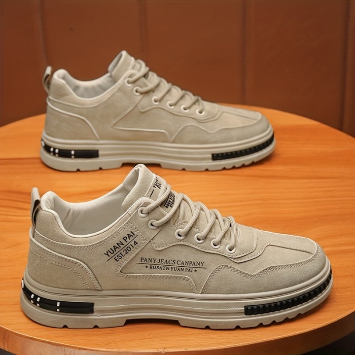 Men's Lace-up Sneakers, Skate Shoes With Good Grip, Breathable Low Top, Work Shoes Construction Site