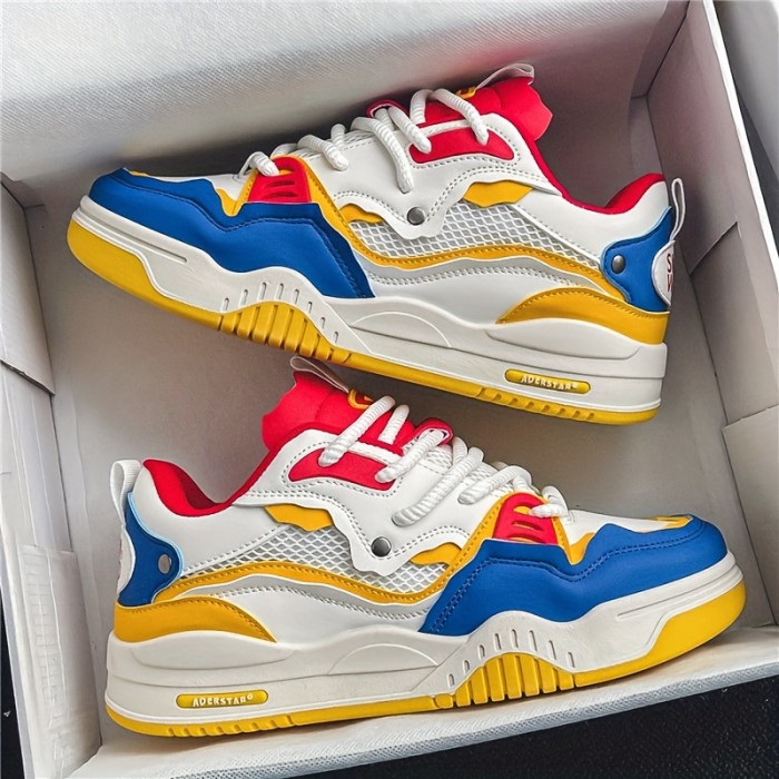 Men's Trendy Street Style Skate Shoes, Comfy Non Slip Lace Up Casual Sneakers For Men's Outdoor Activities
