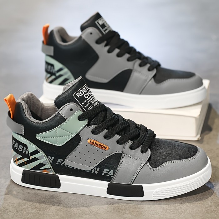 Men's Trendy Skate Shoes, Comfy Non Slip Lace Up Street Style Casual Sneakers For Men's Outdoor Activities