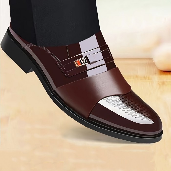 Men's Fashion PU Leather Shoes, Casual Slip On Formal Shoes For Business Office Party Wedding