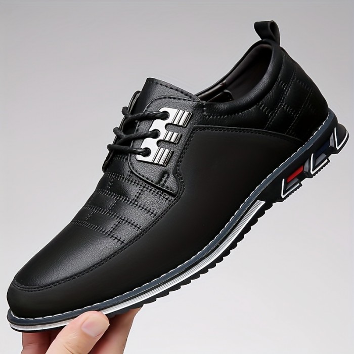 Men's Plaid Derby Shoes, Wear-resistant Non-Slip Dress Shoes For Wedding Business
