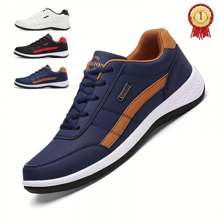 Men's Running Shoes Lace-up Sneakers - Athletic Shoes - Shock-absorbing And Breathable