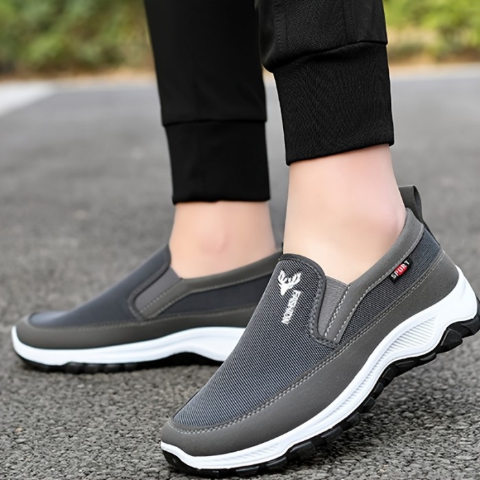 Men's Slip On Casual Sneakers, Breathable Soft-sole Anti-skid Canvas Shoes For Outdoor Walking Jogging, All Seasons