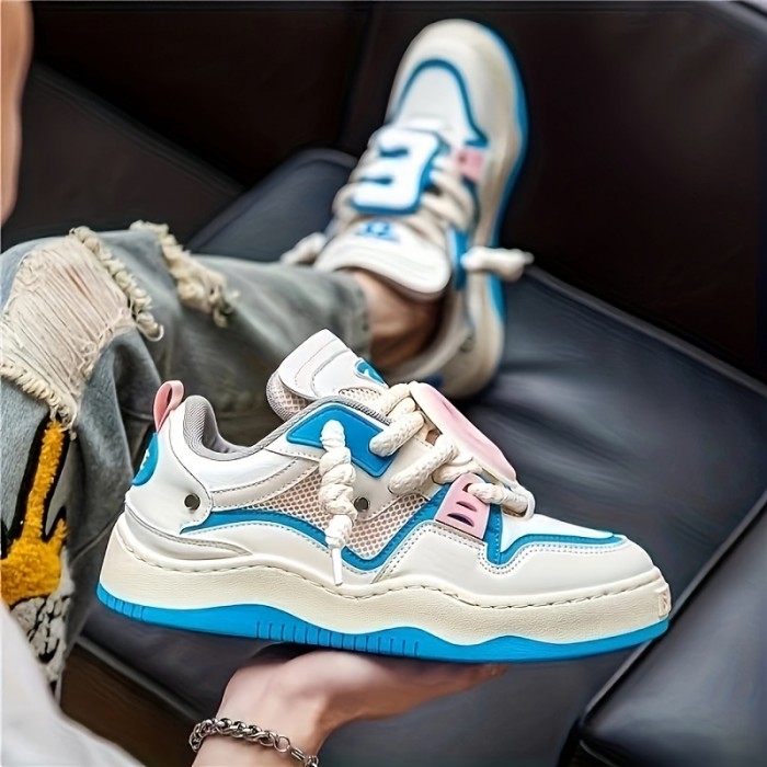 Men's Lace-up Sneakers, Novel Design Skate Shoes With Good Grip, Breathable