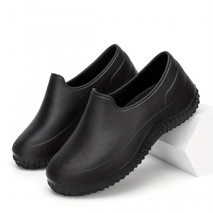 Men's Low Top Wear-resistant Rain Shoes, Waterproof Oil-proof Non-Slip Shoes For Restaurant Kitchen Fishing