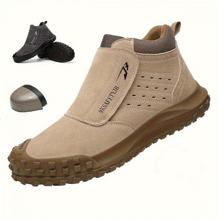 Men's Steel Toe Puncture Proof Anti-skid Work Safety Shoes, Industrial Construction Sneakers