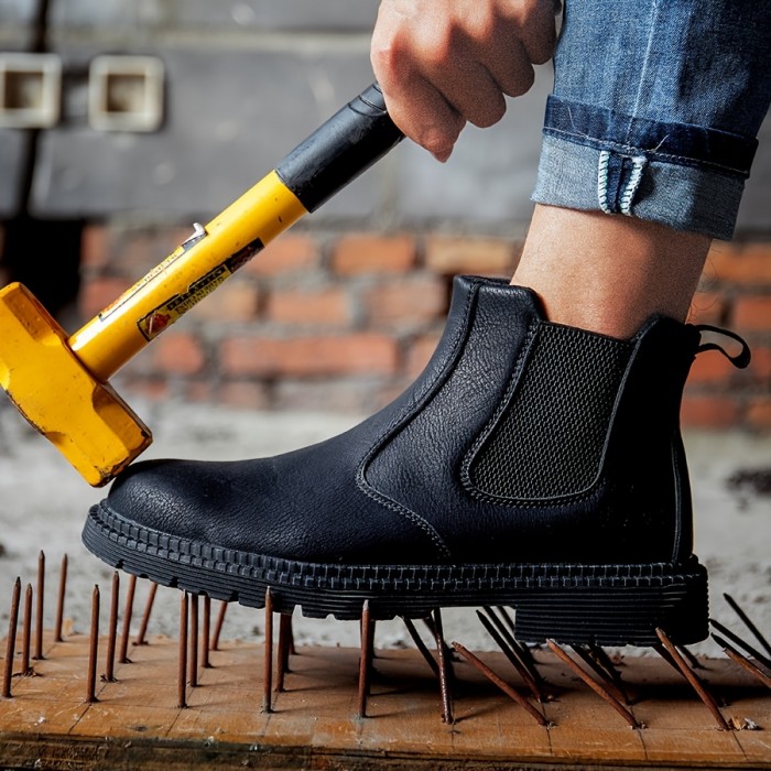 Unisex Steel Toe Slip-On Work Boots, Wear-resistant Non-Slip Safety Sneakers