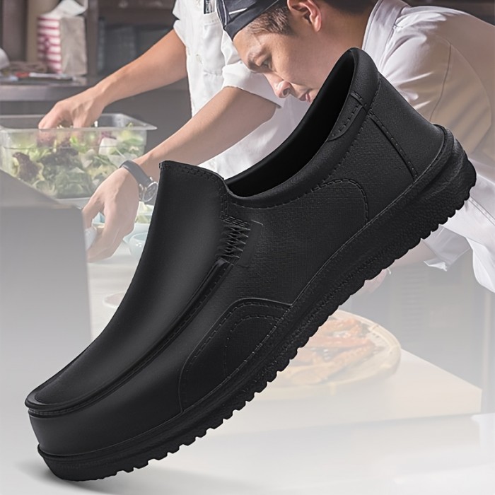 Men's Solid Non Slip Waterproof & Oil Resistant Chef Shoes, Comfy Durable Casual EVA Work Shoes For Men's Outdoor Activities