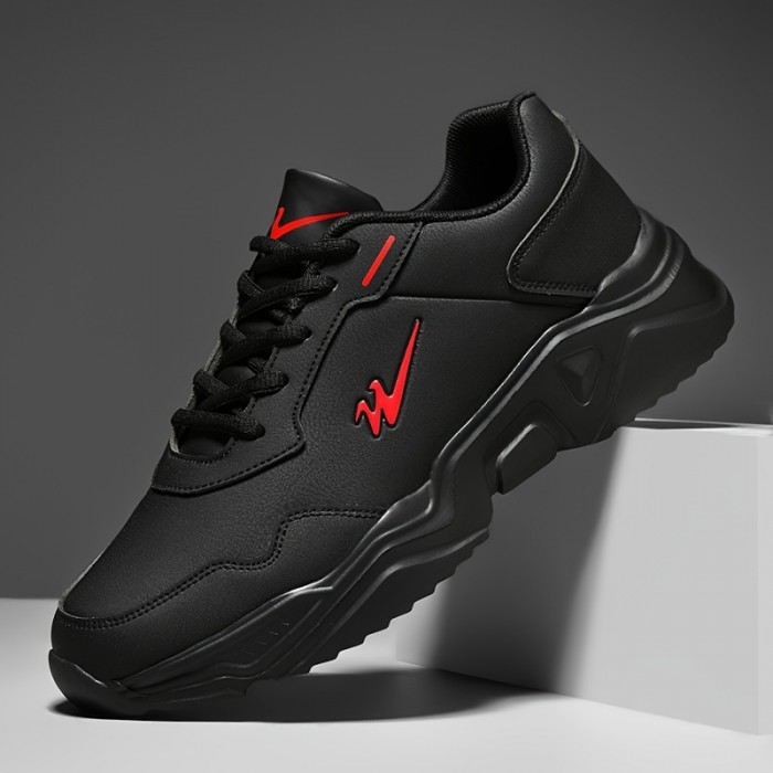 Men's Wear-resistant Sneakers, Easily Wiped Clean Athletic Shoes, Breathable Lace-ups
