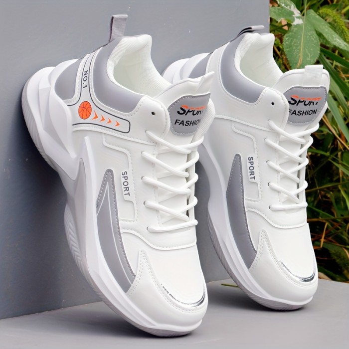 Men's Lace-up Chunky Sneakers, Athletic Shoes, Shock Absorbing And Breathable Shoes For Running Basketball Workout Gym