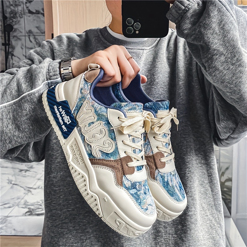 mens trendy street style skate shoes comfy non slip lace up sneakers for mens outdoor activities details 0