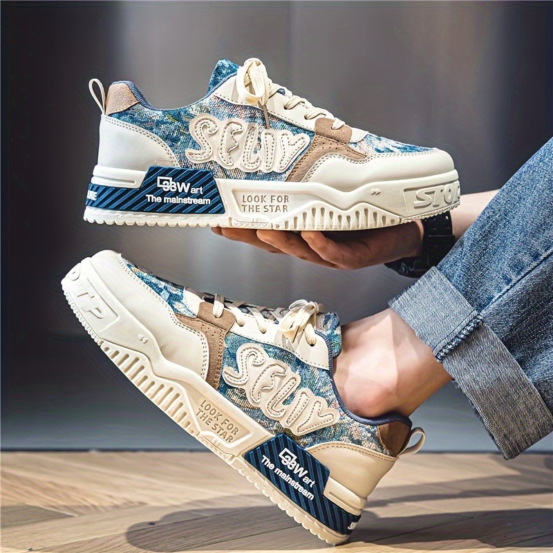 mens trendy street style skate shoes comfy non slip lace up sneakers for mens outdoor activities details 2
