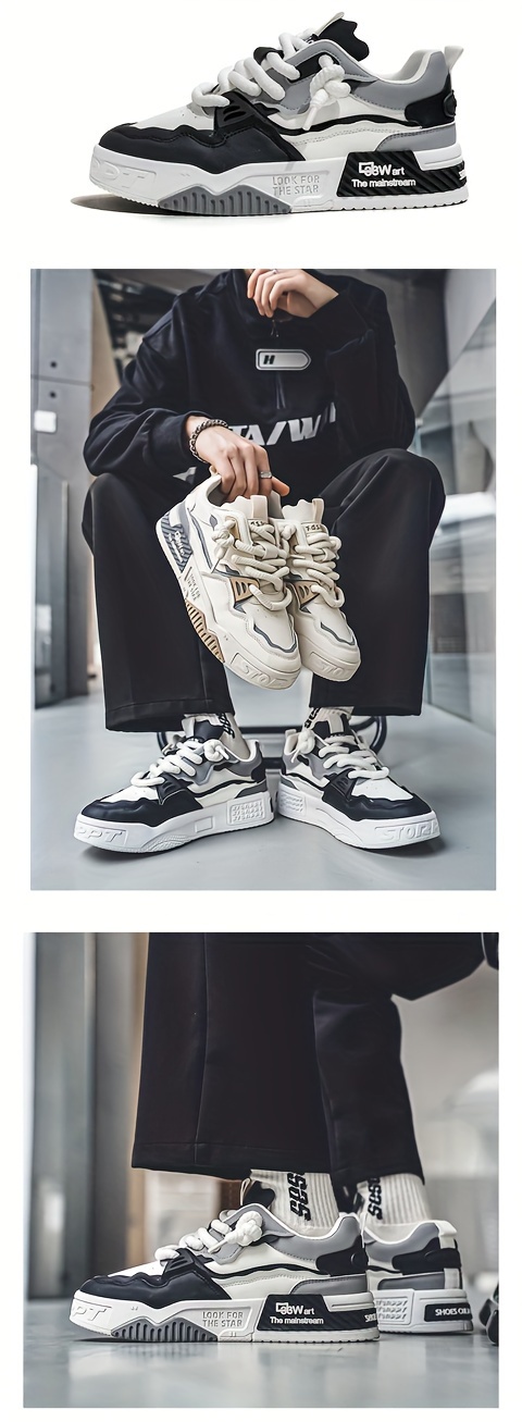 mens trendy skate shoes comfy non slip casual lace up sneakers for mens outdoor activities details 1
