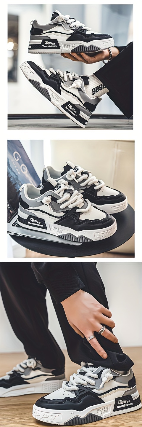 mens trendy skate shoes comfy non slip casual lace up sneakers for mens outdoor activities details 2