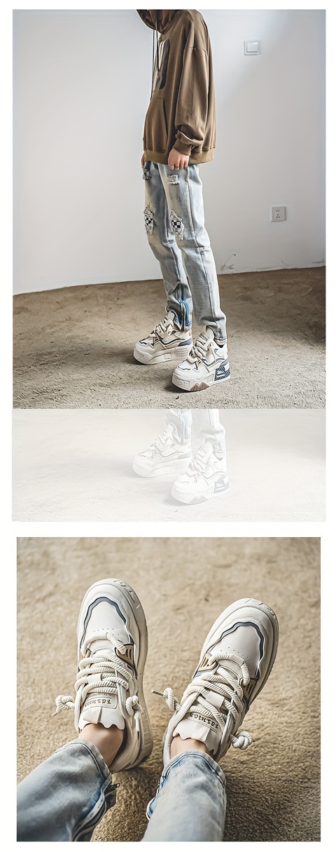 mens trendy skate shoes comfy non slip casual lace up sneakers for mens outdoor activities details 3