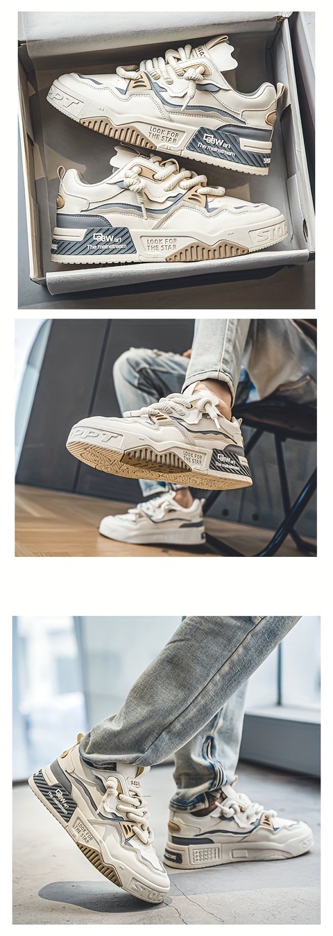 mens trendy skate shoes comfy non slip casual lace up sneakers for mens outdoor activities details 4