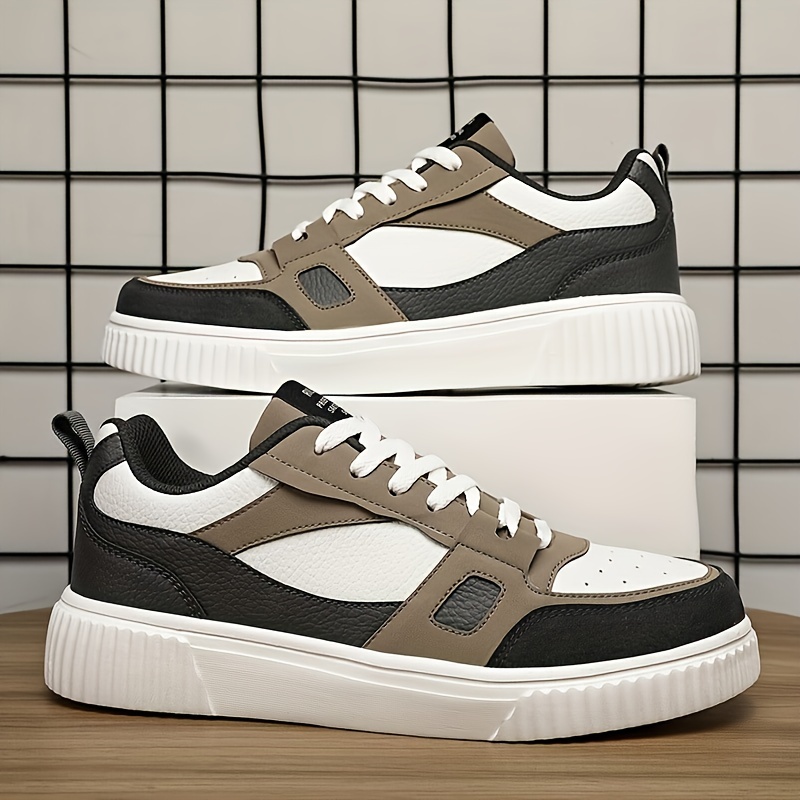 mens trendy colour block skate shoes comfy non slip casual lace up sneakers for mens outdoor activities details 2