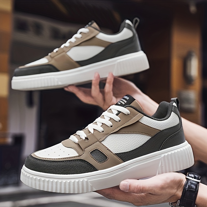 mens trendy colour block skate shoes comfy non slip casual lace up sneakers for mens outdoor activities details 6