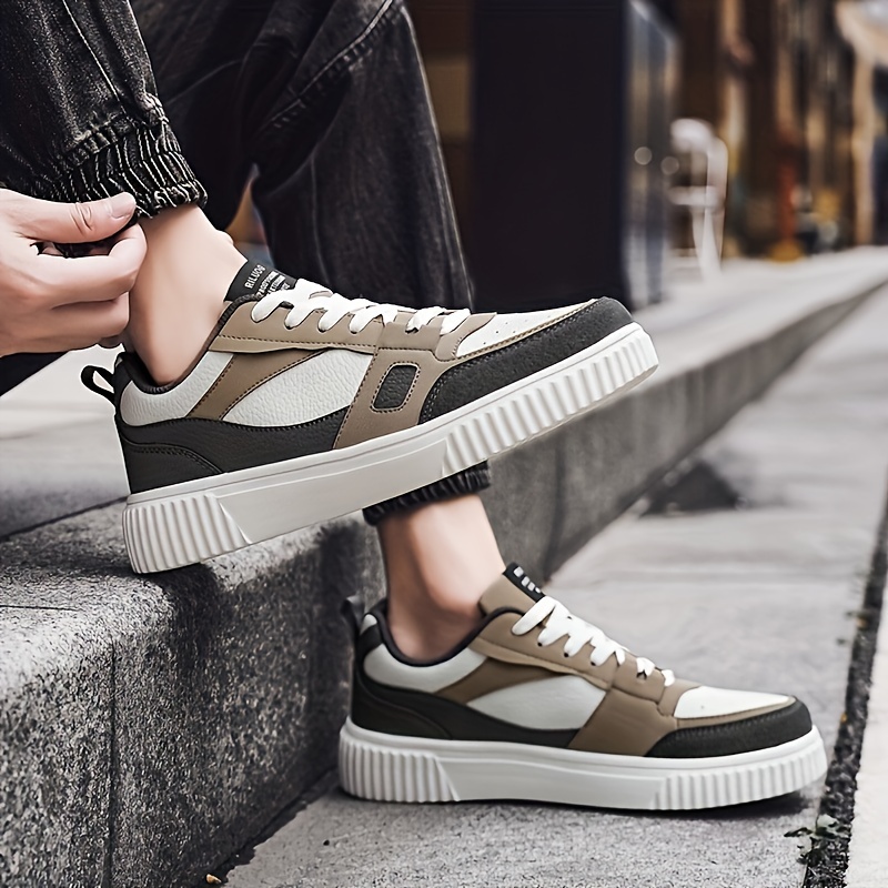 mens trendy colour block skate shoes comfy non slip casual lace up sneakers for mens outdoor activities details 7