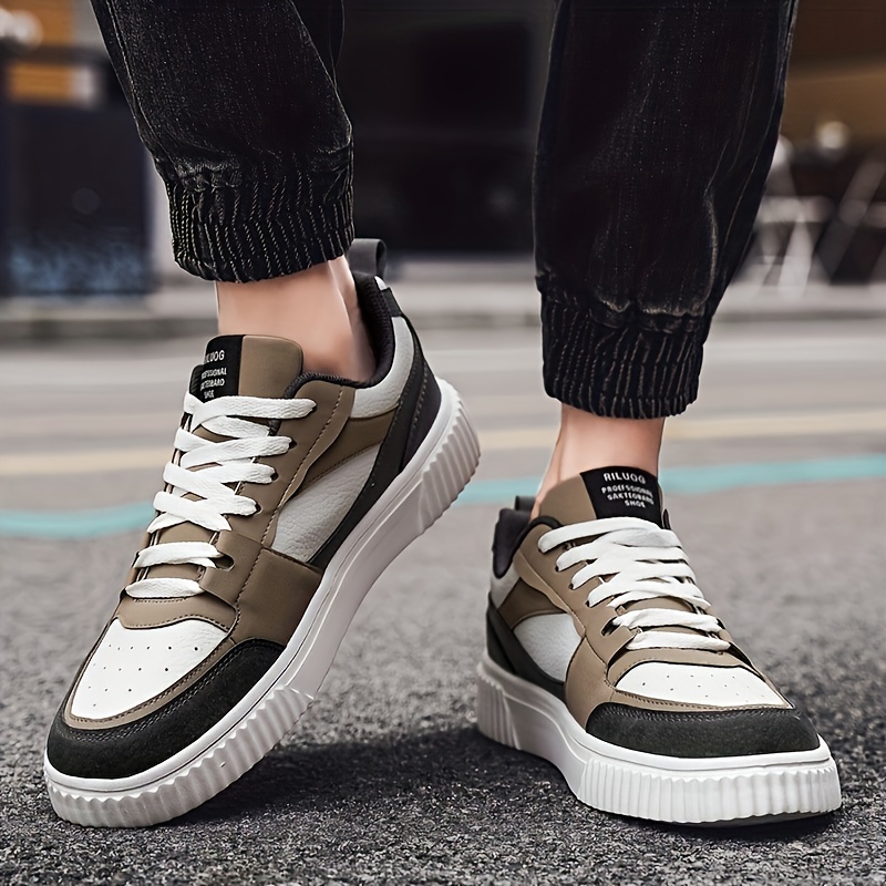 mens trendy colour block skate shoes comfy non slip casual lace up sneakers for mens outdoor activities details 8