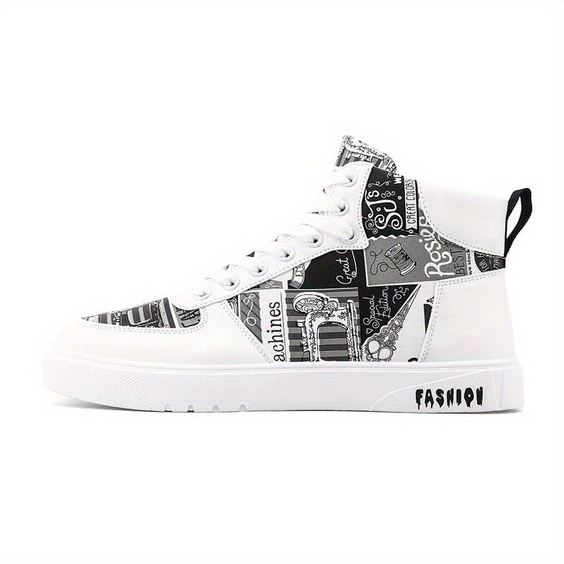 mens trendy high top lace up sneakers casual outdoor walking shoes details 0