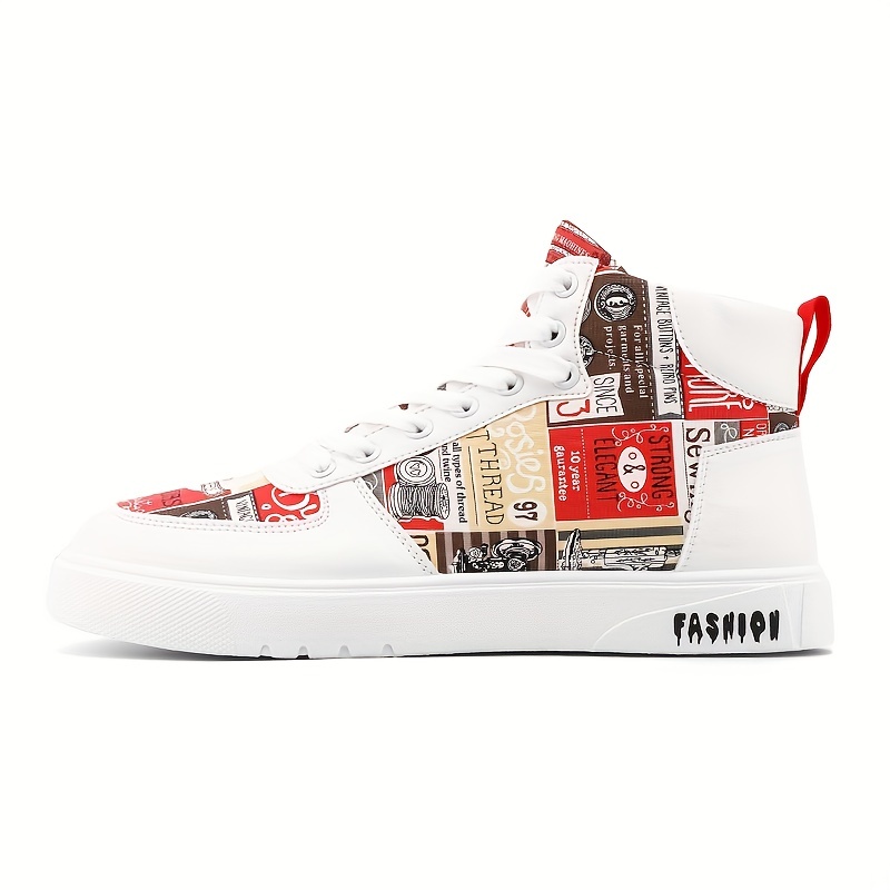 mens trendy high top lace up sneakers casual outdoor walking shoes details 7