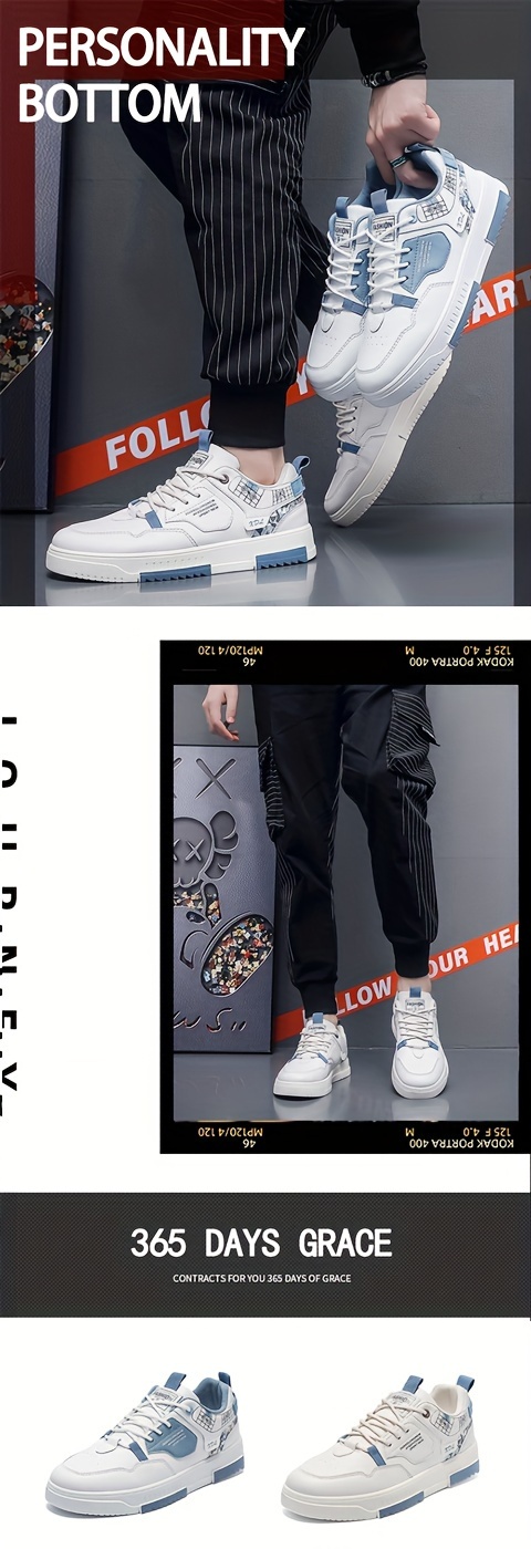 mens trendy street style skate shoes comfy non slip casual lace up sneakers for mens outdoor activities details 0