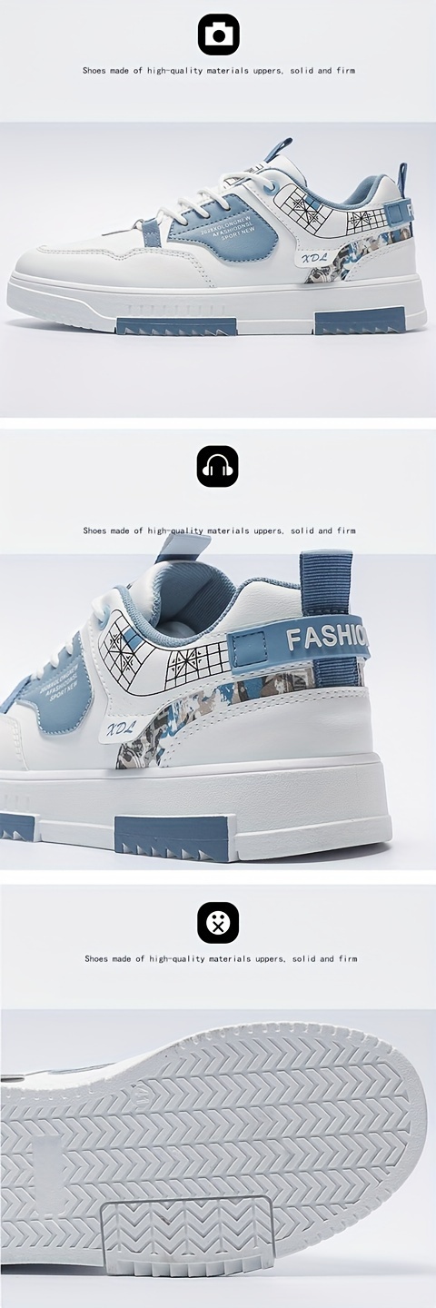mens trendy street style skate shoes comfy non slip casual lace up sneakers for mens outdoor activities details 1