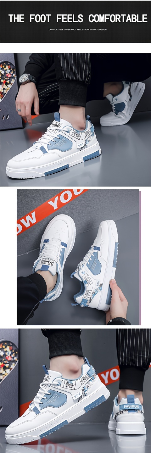 mens trendy street style skate shoes comfy non slip casual lace up sneakers for mens outdoor activities details 2