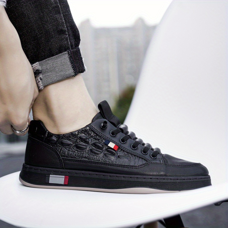 mens trendy crocodile pattern skate shoes wear resistant non slip sneakers mens footwear details 10
