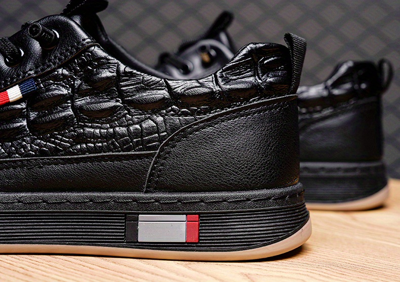 mens trendy crocodile pattern skate shoes wear resistant non slip sneakers mens footwear details 15