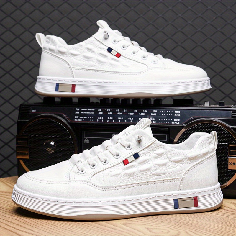 mens trendy crocodile pattern skate shoes wear resistant non slip sneakers mens footwear details 16