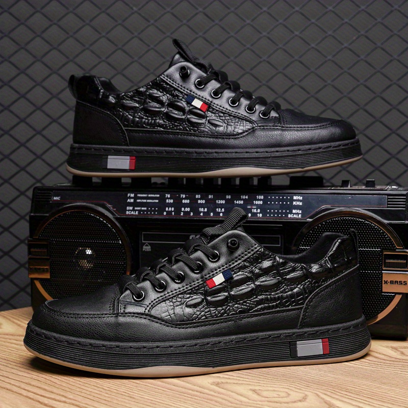 mens trendy crocodile pattern skate shoes wear resistant non slip sneakers mens footwear details 17