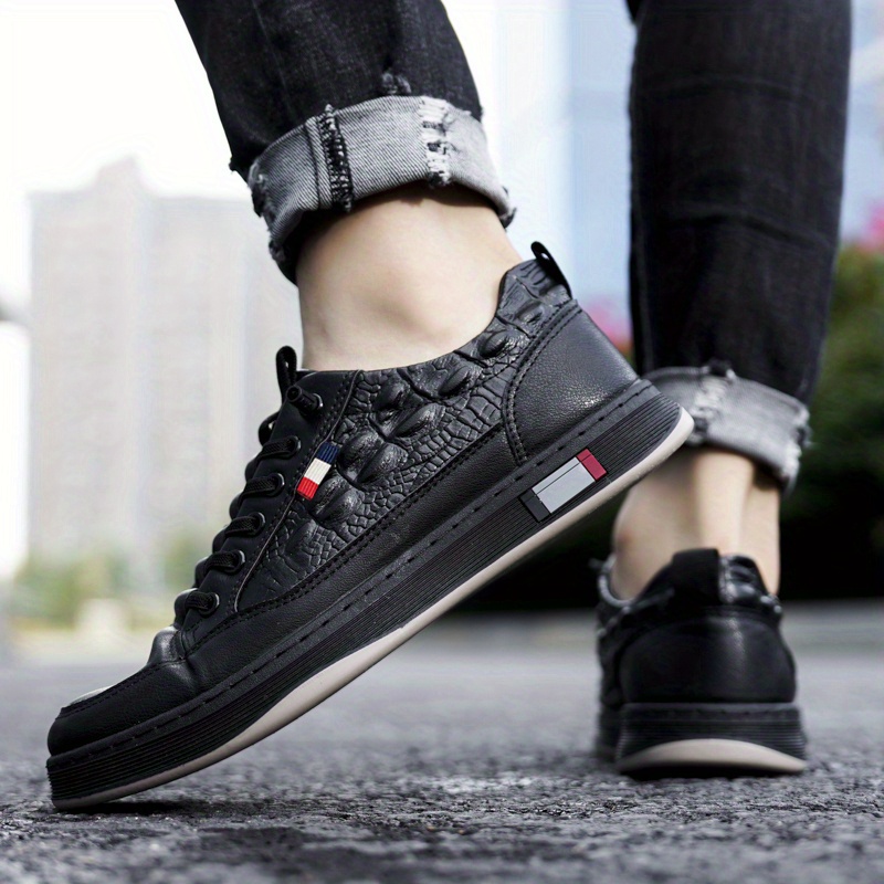 mens trendy crocodile pattern skate shoes wear resistant non slip sneakers mens footwear details 18