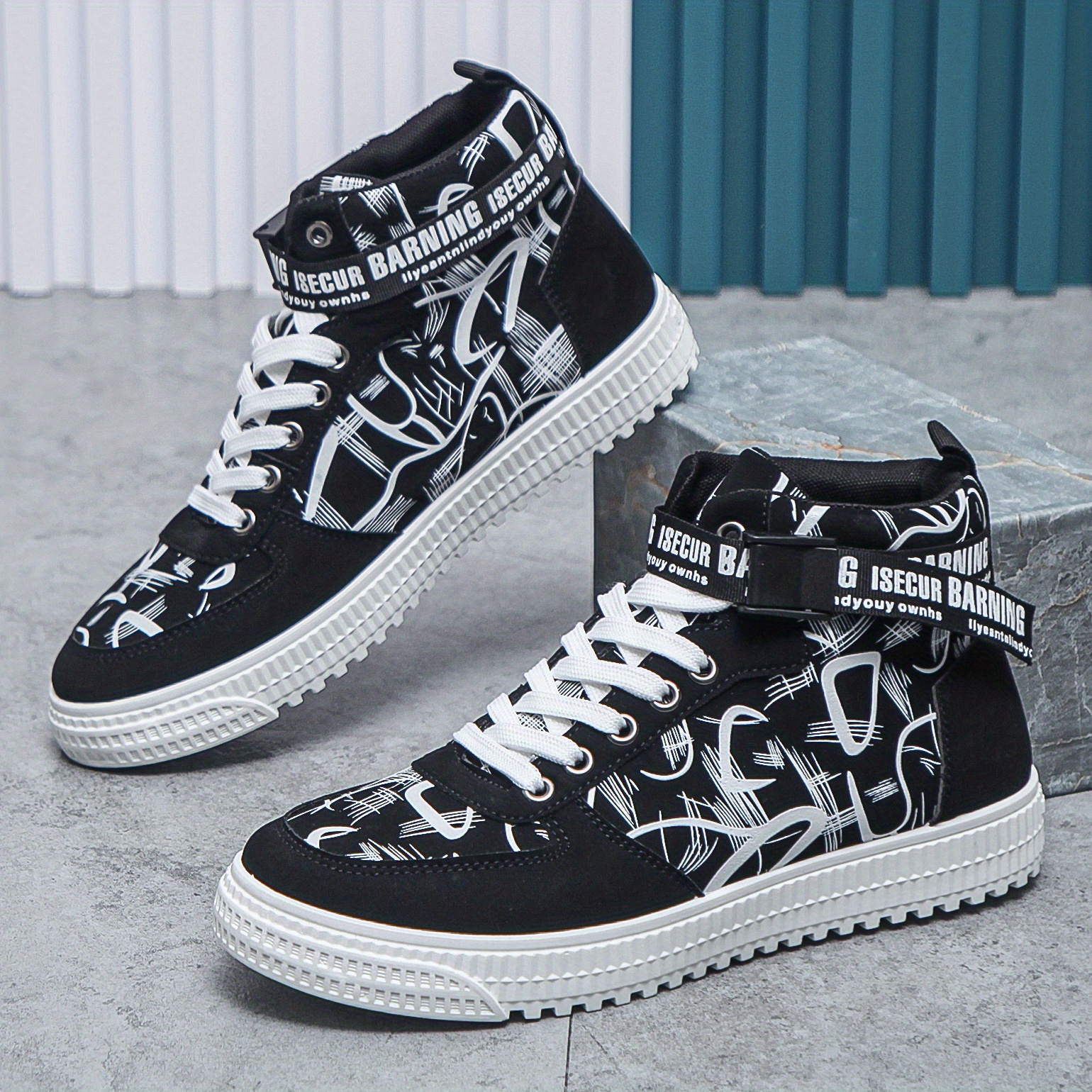 trendy high top skate shoes, mens trendy high top skate shoes wear resistant non slip sneakers mens footwear details 4