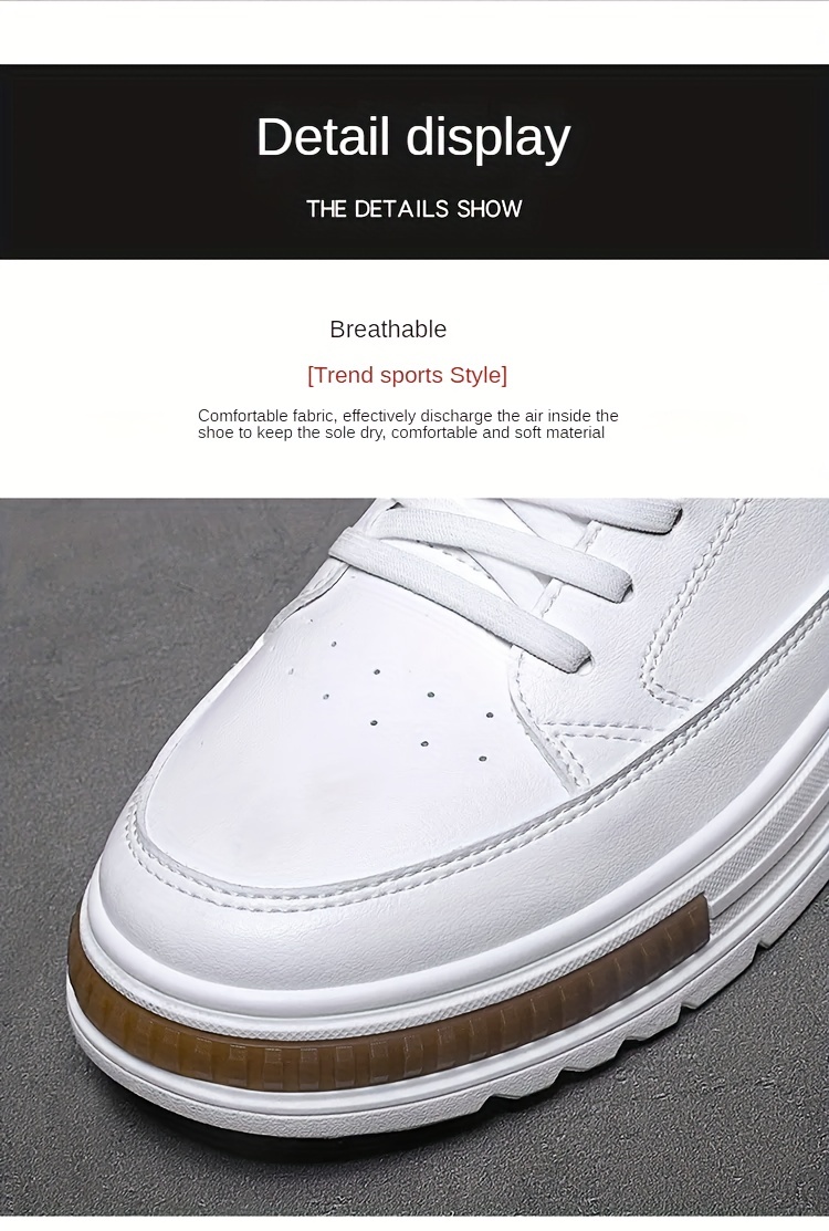 mens solid pu leather skate shoes lace up comfy non slip stree style sneakers for all seasons outdoor workout activities details 0