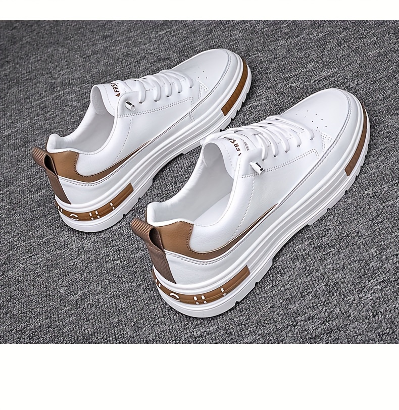 mens solid pu leather skate shoes lace up comfy non slip stree style sneakers for all seasons outdoor workout activities details 14