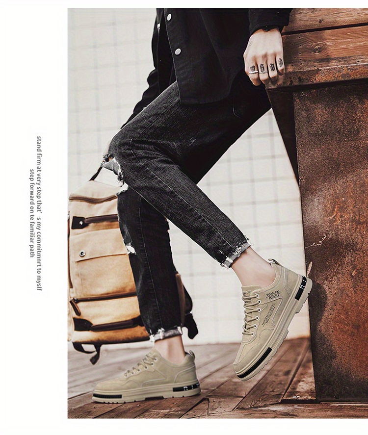 mens lace up sneakers skate shoes with good grip breathable low top work shoes construction site details 1