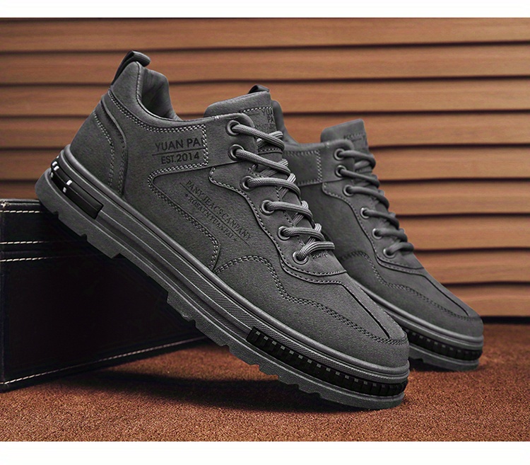 mens lace up sneakers skate shoes with good grip breathable low top work shoes construction site details 9