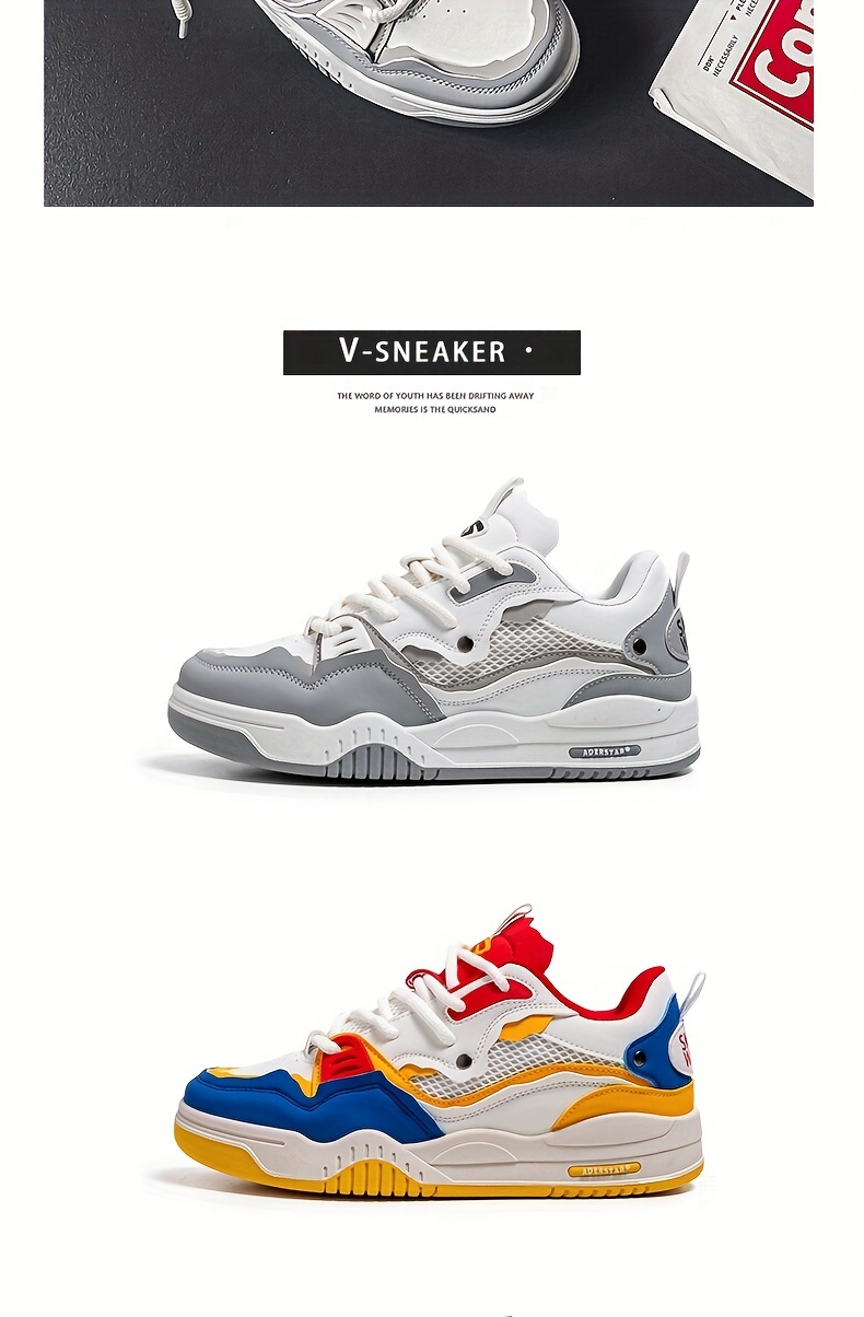mens trendy street style skate shoes comfy non slip lace up casual sneakers for mens outdoor activities details 1