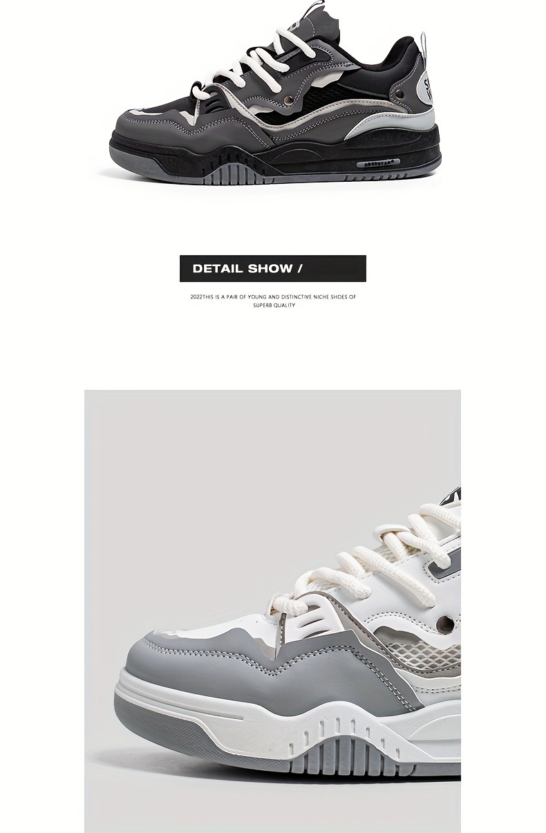 mens trendy street style skate shoes comfy non slip lace up casual sneakers for mens outdoor activities details 2