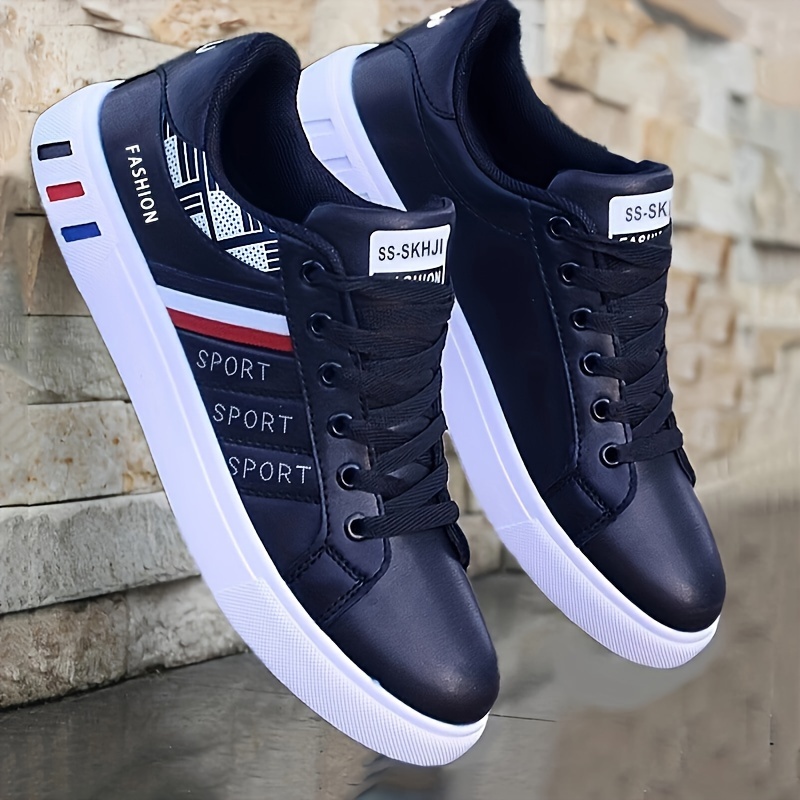 mens easily wiped clean skate shoes with good grip breathable lace up sneakers mens footwear details 3