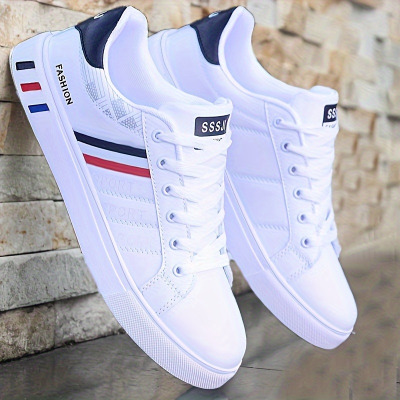 mens trendy striped skate shoes comfy non slip casual solid sneakers for mens outdoor activities details 2