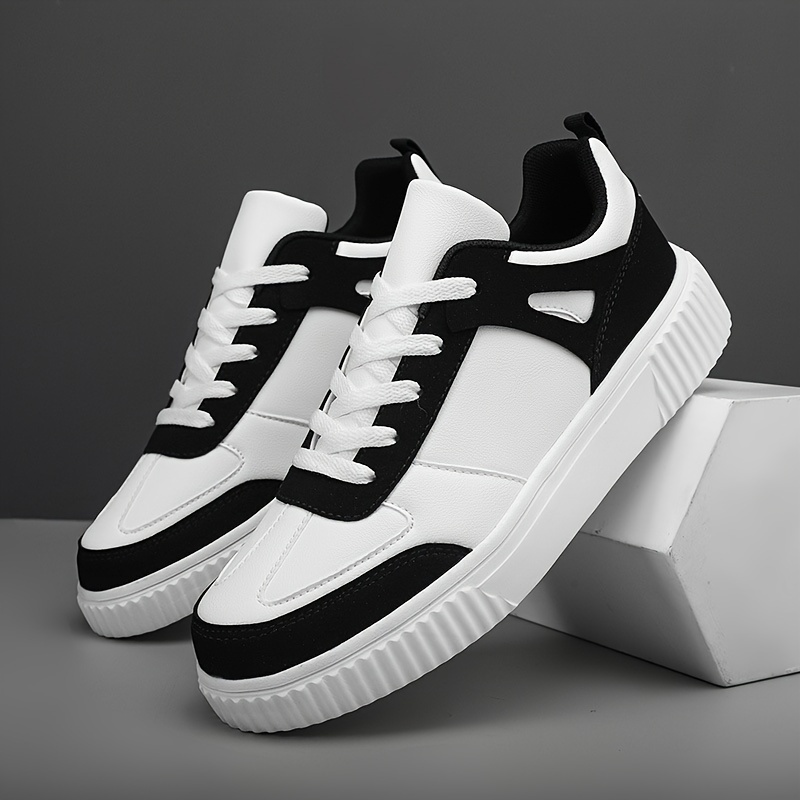 mens solid simple style skate shoes lace up comfy non slip stree style sneakers for all seasons outdoor workout activities details 2