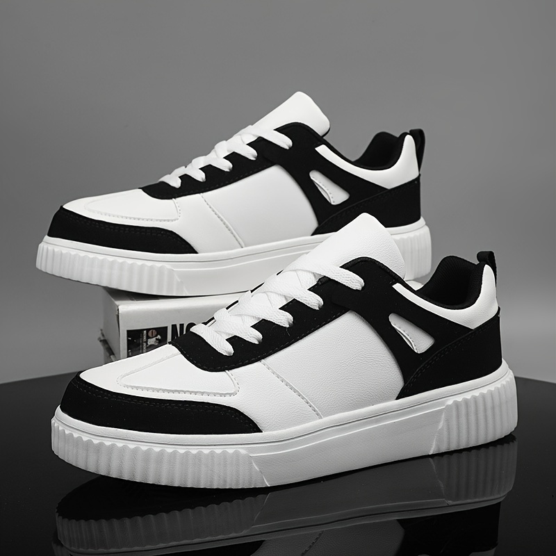mens solid simple style skate shoes lace up comfy non slip stree style sneakers for all seasons outdoor workout activities details 3