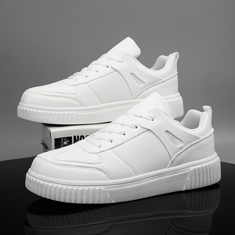 mens solid simple style skate shoes lace up comfy non slip stree style sneakers for all seasons outdoor workout activities details 4