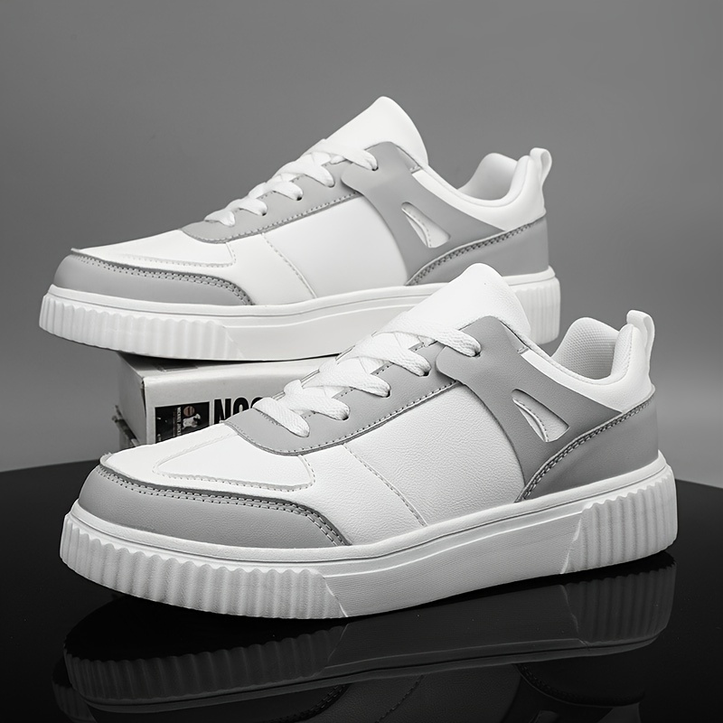 mens solid simple style skate shoes lace up comfy non slip stree style sneakers for all seasons outdoor workout activities details 5