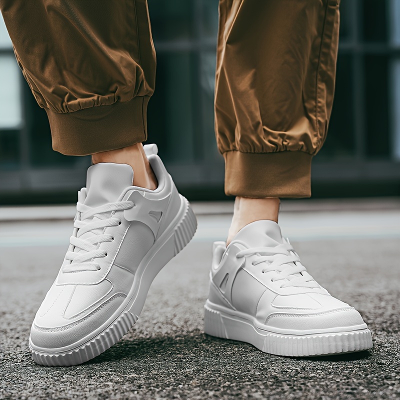 mens solid simple style skate shoes lace up comfy non slip stree style sneakers for all seasons outdoor workout activities details 8