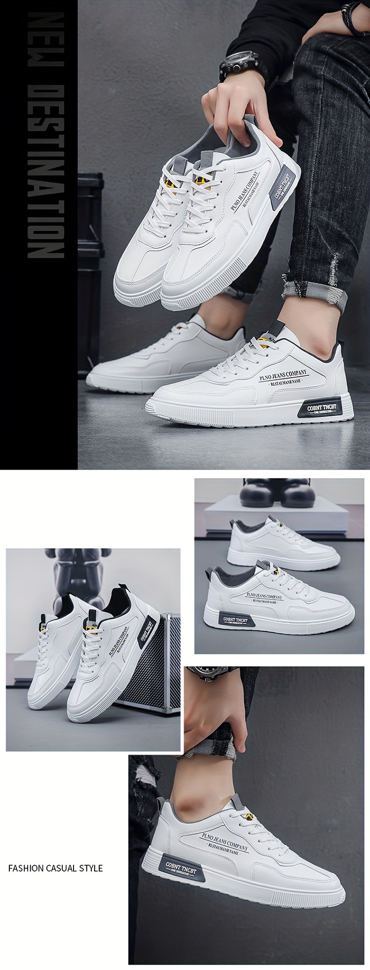 mens trendy solid skate shoes comfy non slip casual lace up sneakers for mens outdoor activities details 0